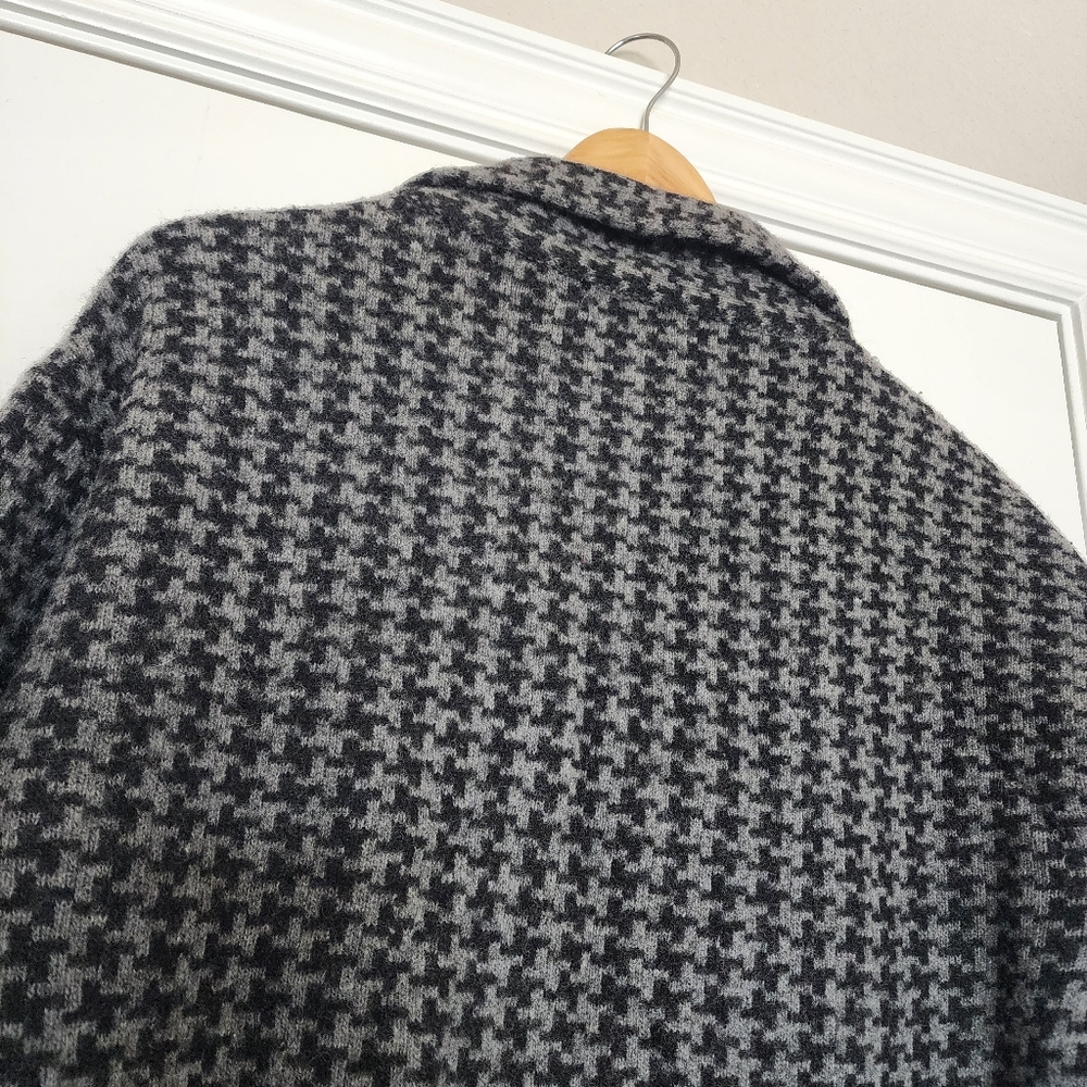 ChiaraMente Women’s Wool Open Cardigan Sweater Houndstooth Gray Large - Picture 6 of 12